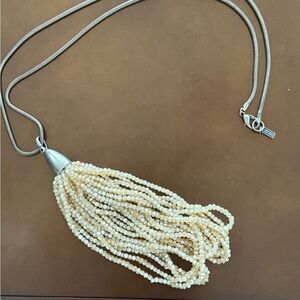Sarah Pacini Cream Pearl Tassel Necklace EUC